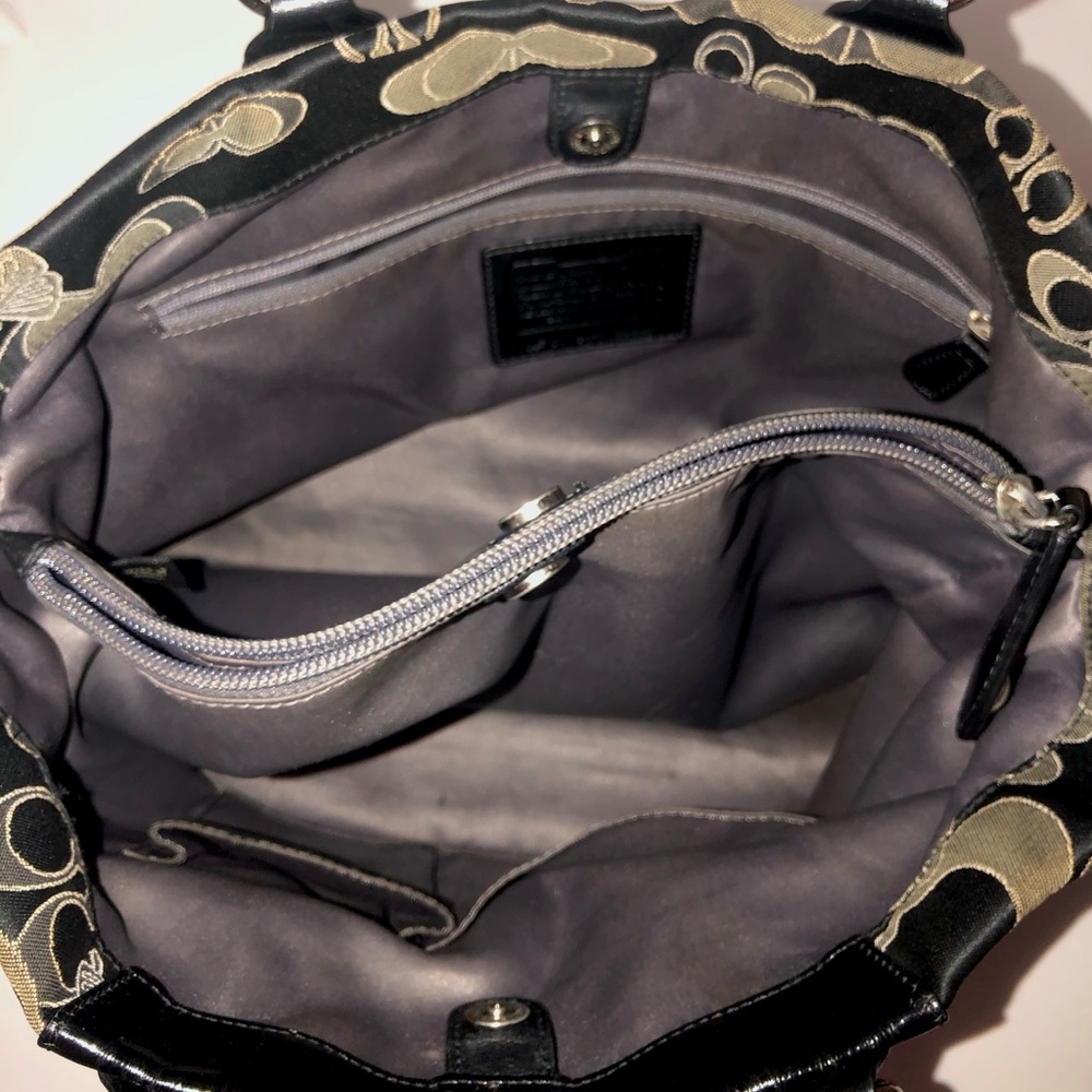 PREOWNED Coach Rare ASHLEY Black/Gray Shoulder Bag w/ Signature Monogram F18008P - Picture 9 of 13
